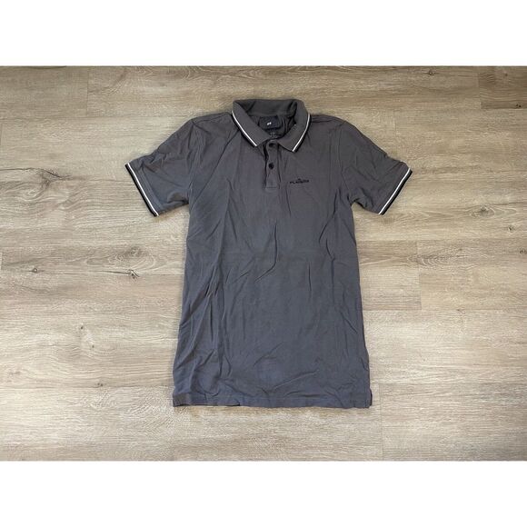 Men's H&M Polo Shirt Sz XS Gray Slim‎ Fit Collared Short Sleeves Casual Cotton - Picture 1 of 6